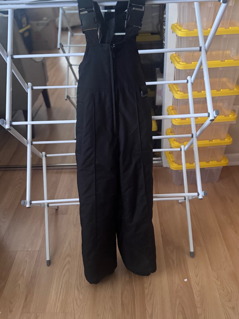 Kids Black Insulated Snow Bibs with Adjustable Straps